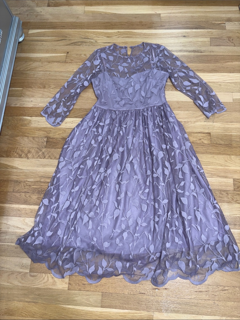 Girls' Lavender Leaf Lace Party Dress